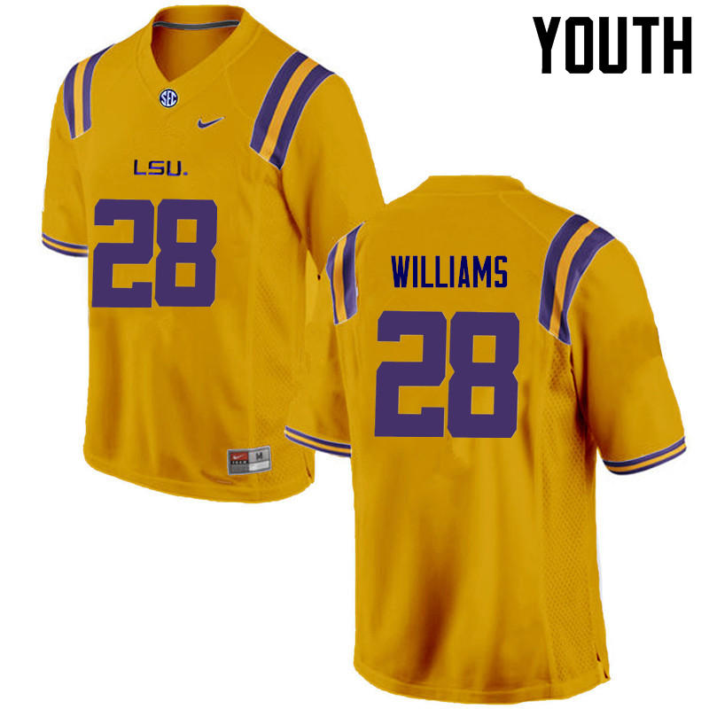 Youth LSU Tigers #28 Darrel Williams College Football Jerseys Game-Gold